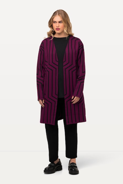 Strickjacke, Grafikmuster, V-Aussschnitt, Langarm
