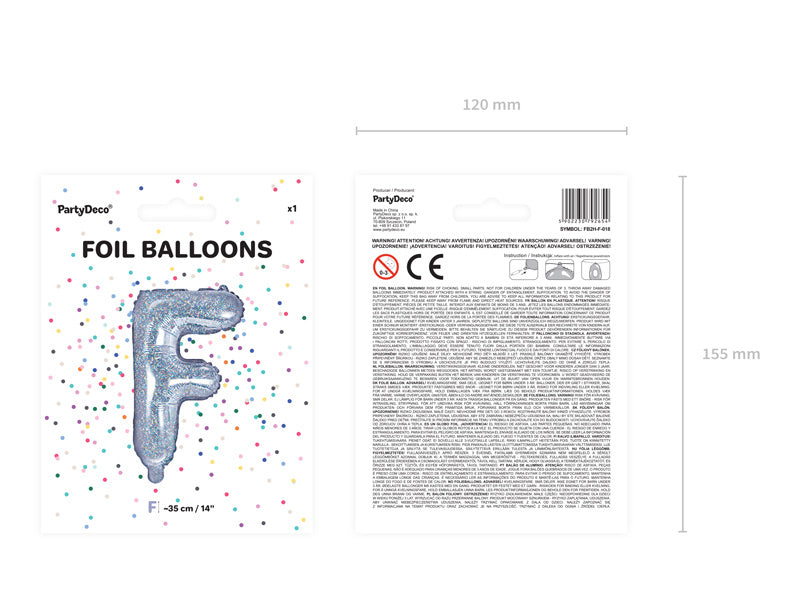 Folie Ballon Letter F Holografisch Leeg 35cm