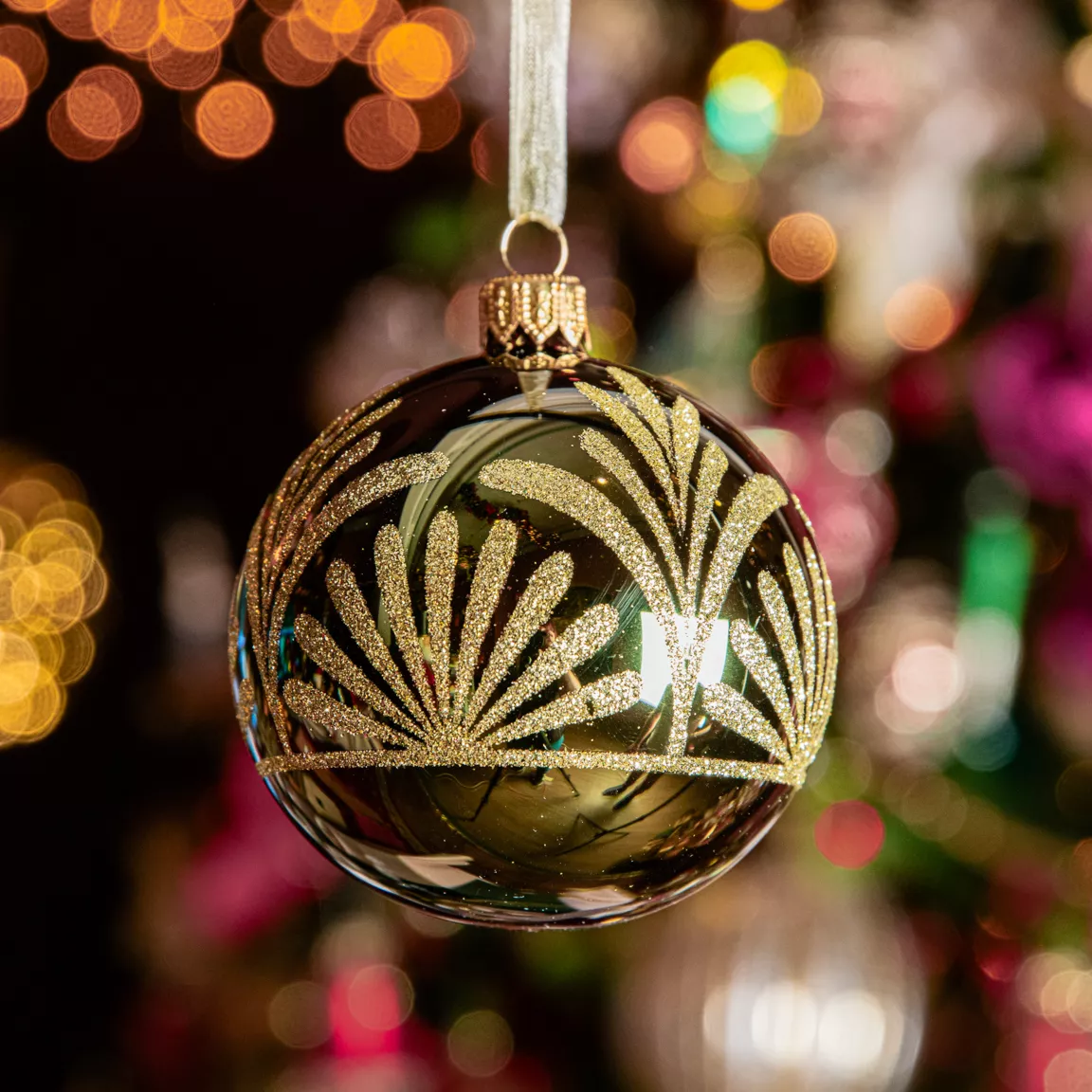 Lot de 6 boules de Noël en verre (D80 mm) Luxury Vert sapin