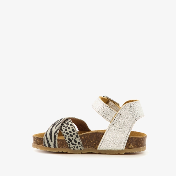 Groot leren meisjes sandalen zilver zebraprint