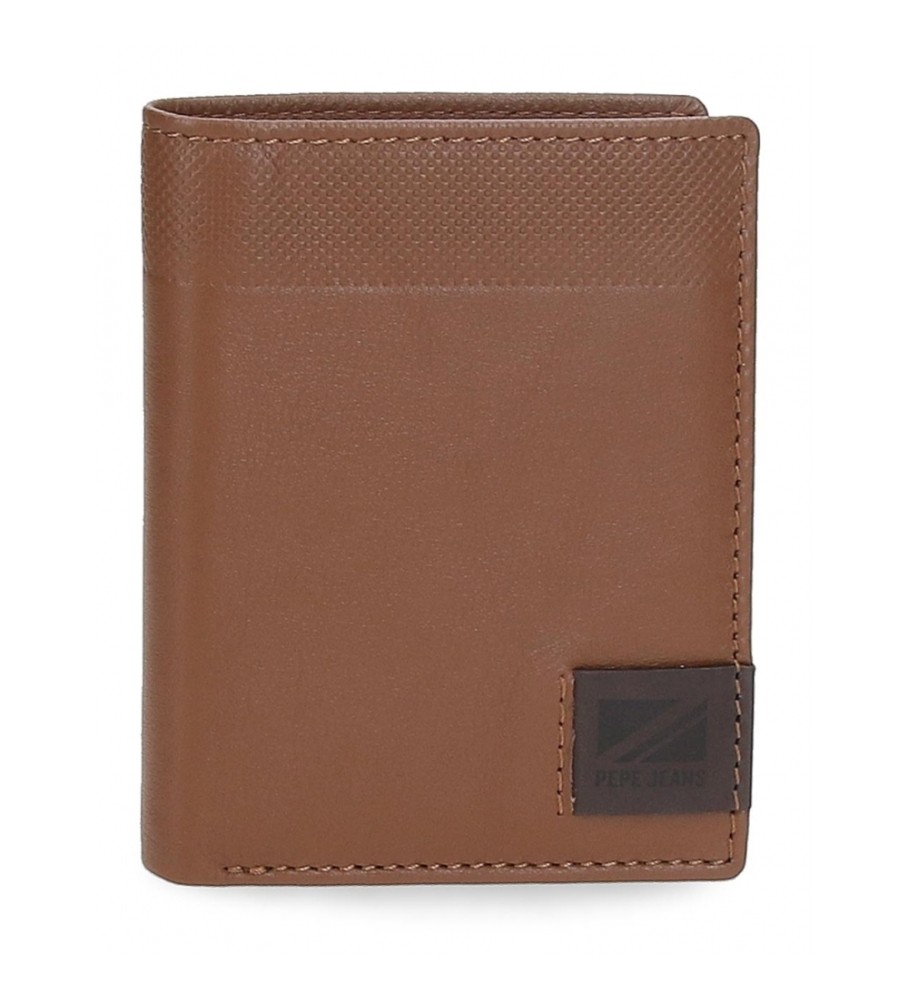 Carteira vertical de couro marrom Pepe Jeans Topper
