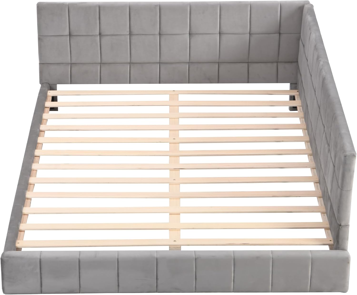 Polsterbett Schlafsofa 140x200, Doppelbett mit Lattenrost, Daybett Tagesbett Jugendbett Kinderbett Gästebett, Samt, ohne Matratze, Grau