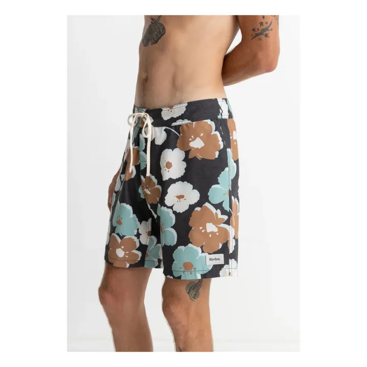 Rhythm Short de Bain Floral Fibres Recyclées | Noir