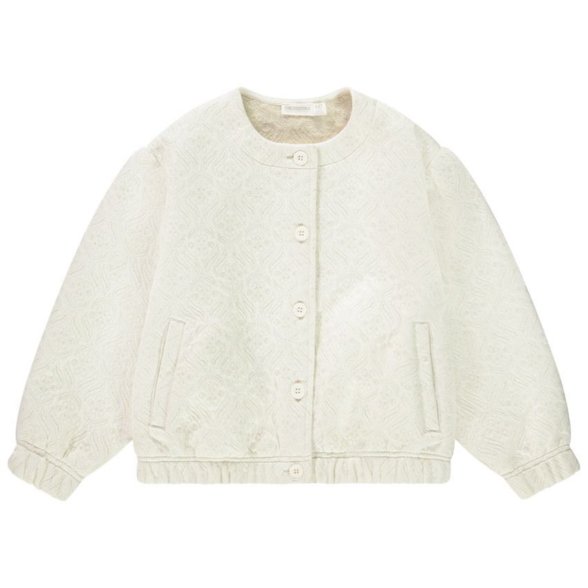Gilet en molleton quilté et manches ballon pour fille - Ecru