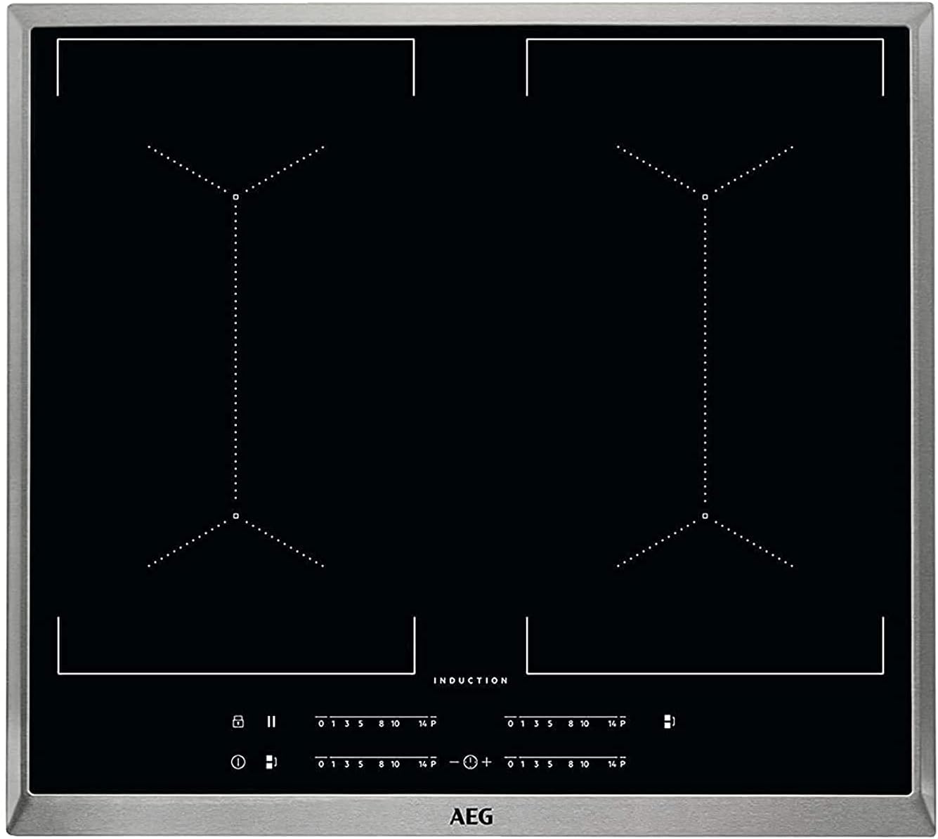 AEG IKE64450XB Elektro-Kochfeld/60 cm/Glasfarbe Schwarz/Induktionskochfeld mit Power-Funktion/3stufige Restwärmeanzeige/autarkes Kochfeld/Edelstahlrahmen