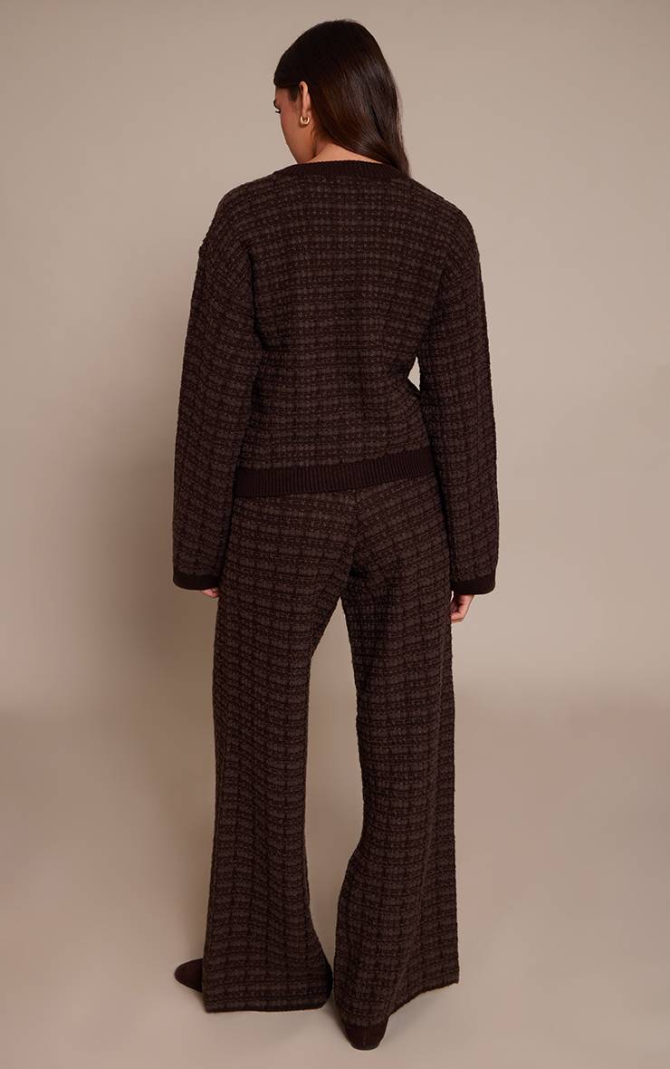 Chocolat Pantalon Large En Maille Bouclée