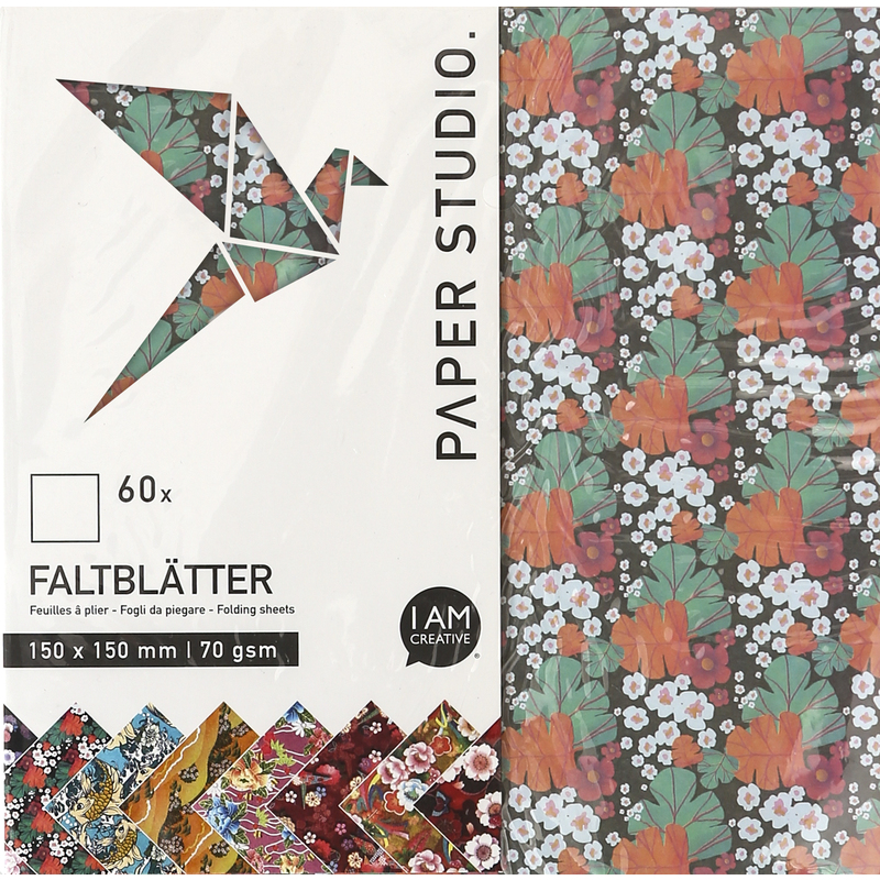I AM CREATIVE Origamipapier Blumen, 15 x 15 cm, assortiert, 60 Blatt