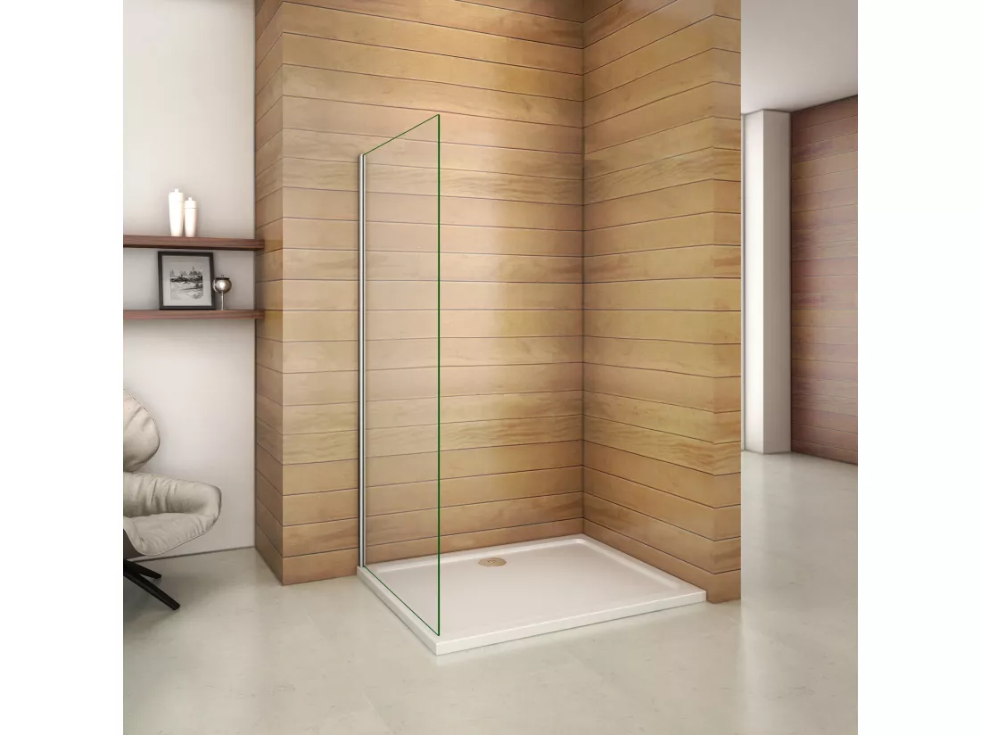 Paroi de douche à l'italienne 30x200cm en 8mm verre trempé anticalcaire, sans barre de fixation