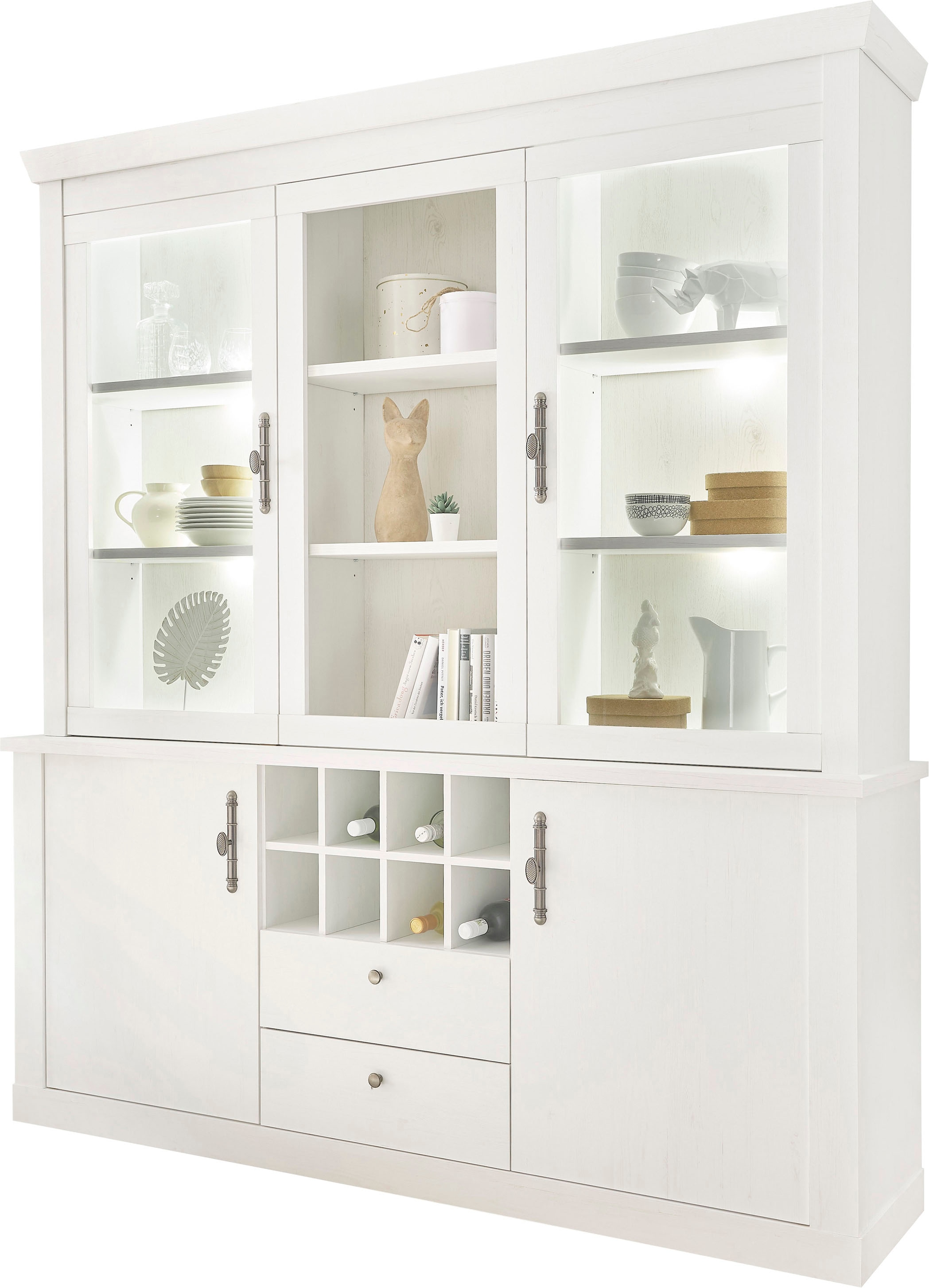 Home affaire Buffet »RAVENNA« im romantischen Landhausstil, Griffe aus Metall, Höhe 207 cm
