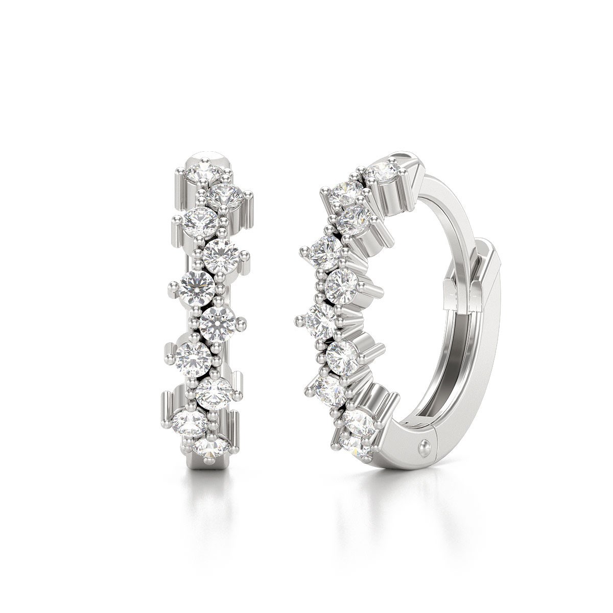 Boucles d'oreilles ADEN Créoles Diamants sur Argent 925 1.602grs