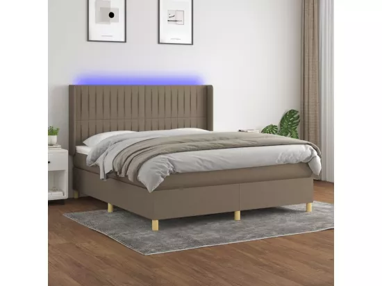 Sommier tapissier avec matelas et LED Taupe 180x200 cm Tissu