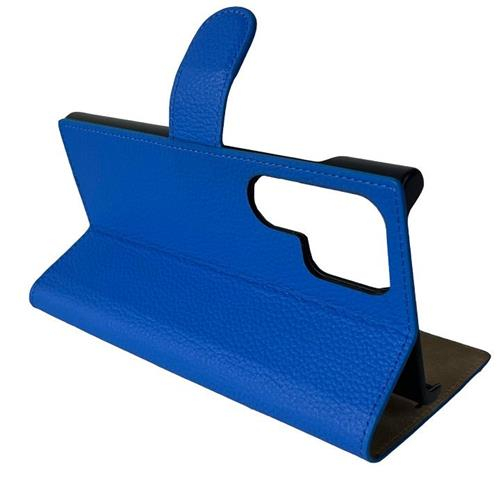 Samsung Galaxy S24 Ultra Echtleder Book Case Tasche Flip Cover Hand Made (MARCS24U-M15) - Blau