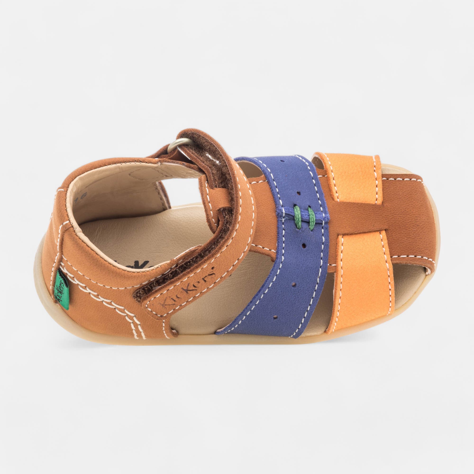 Nu-pieds Bébé garçon en cuir cognac
