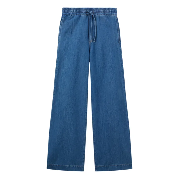 Pomandère Pantalon Denim Coton et Lin | Bleu