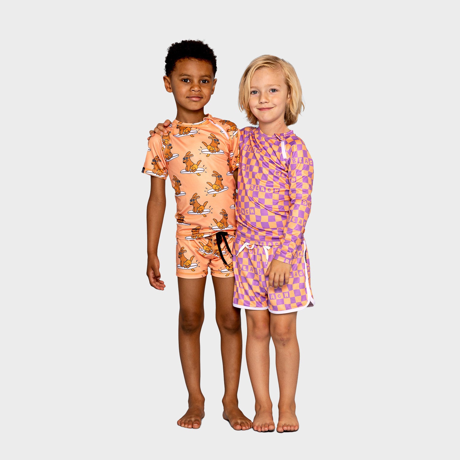 Badeshirt UPF 50  Checkered Beach Purple