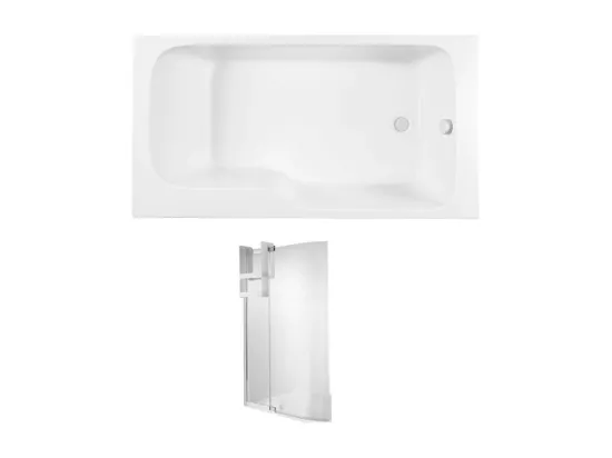 Pack baignoire bain douche 170 x 90 JACOB DELAFON Malice version droite blanc mat + pare bain + étagère