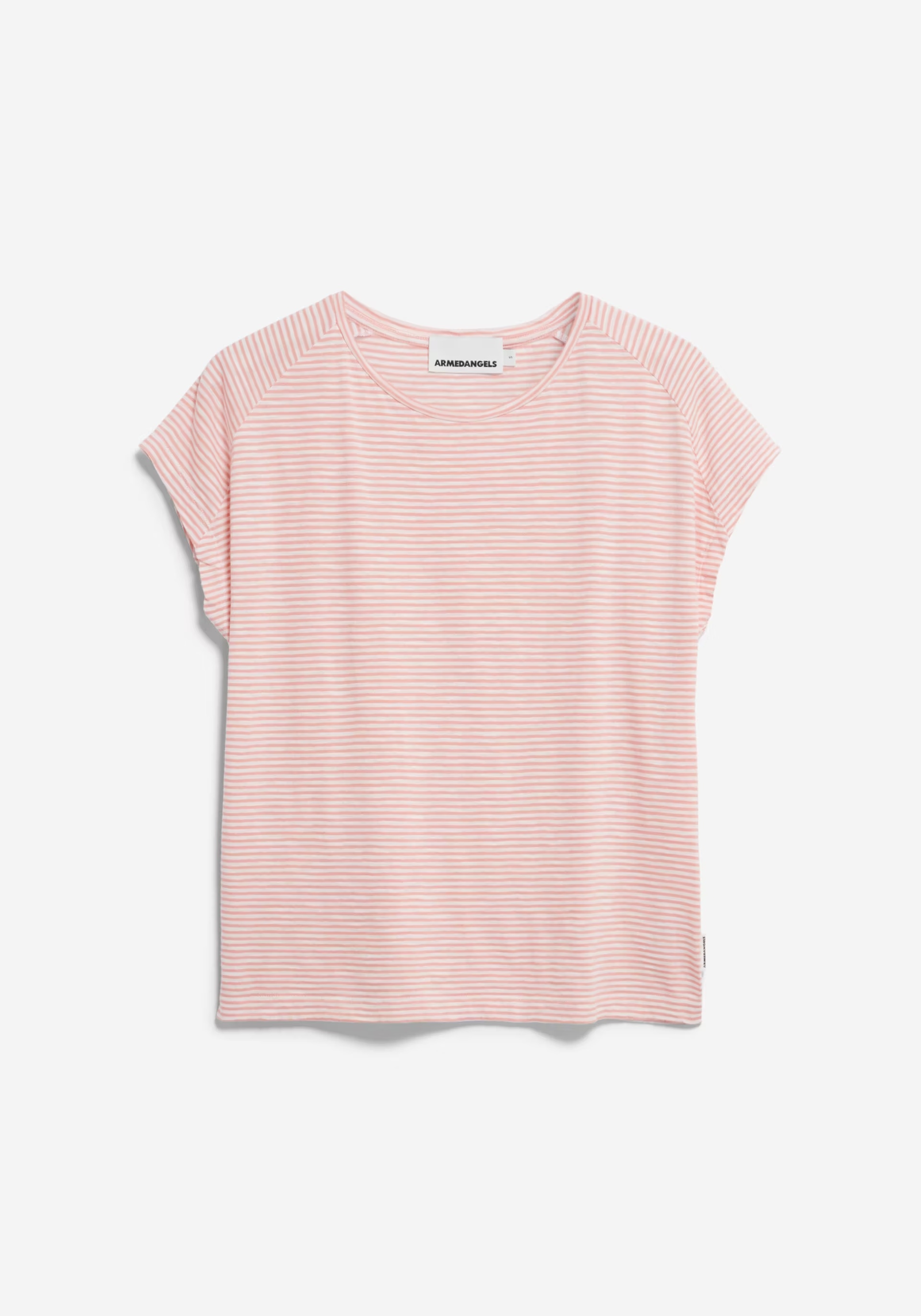 Armedangels T-Shirt Oneliaa Lovely Stripes Oatmilk-Deep Rosalilly