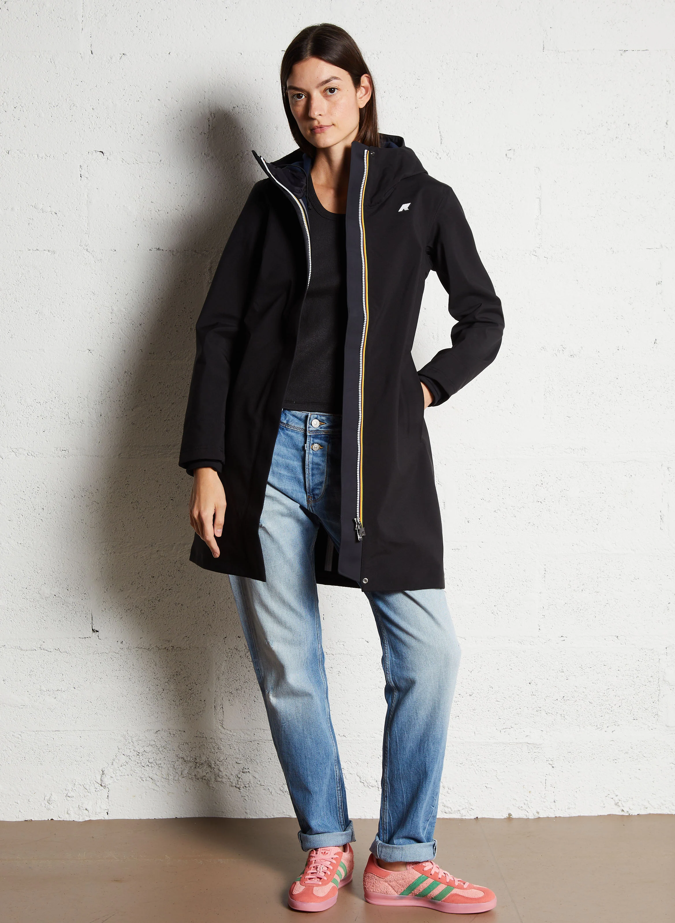 STEPHY BONDED - Imperméable col montant droit | Noir
