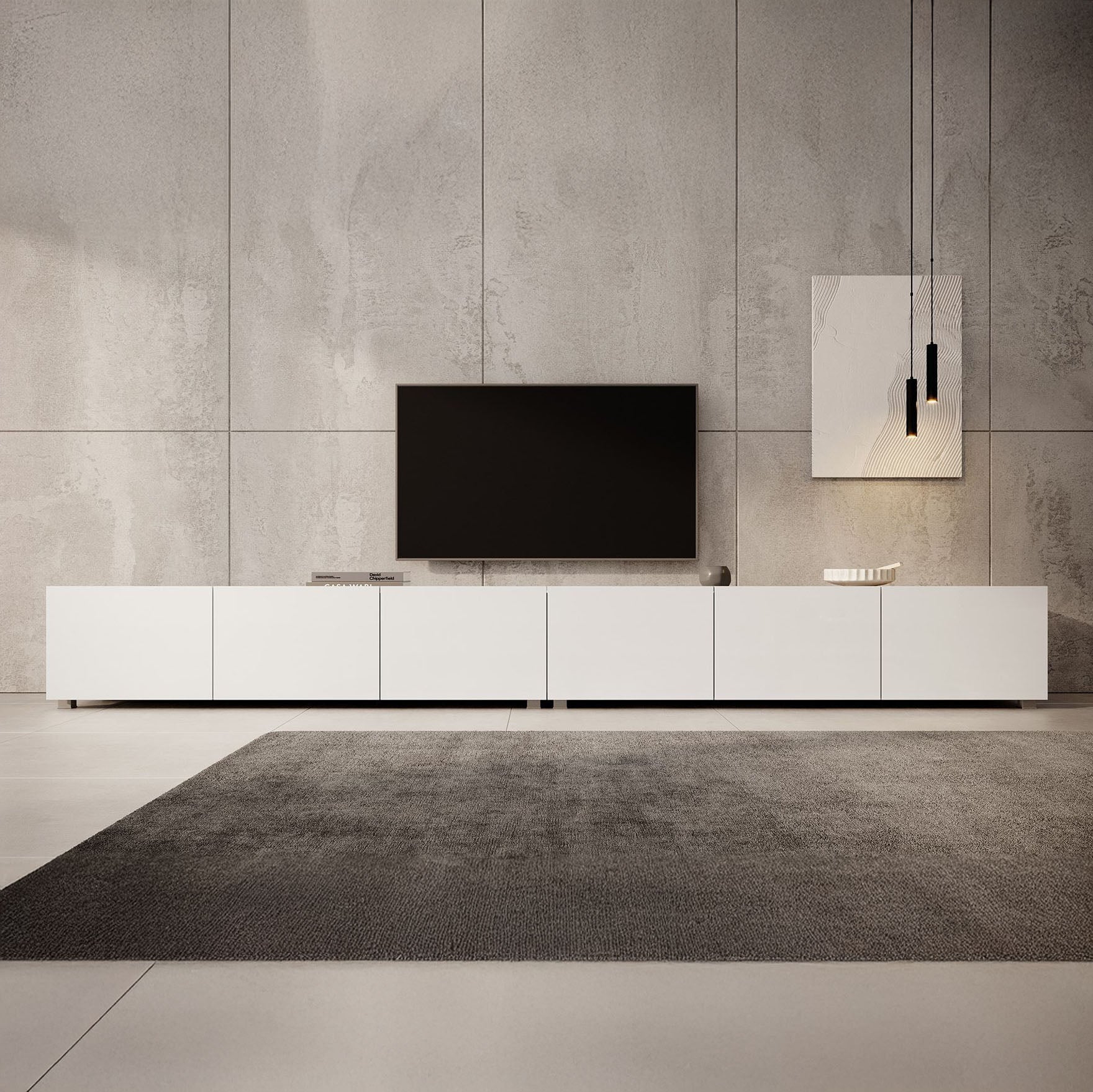 Calabas - TV-Meubel met 6 deuren - Wit - 300x43x37 cm