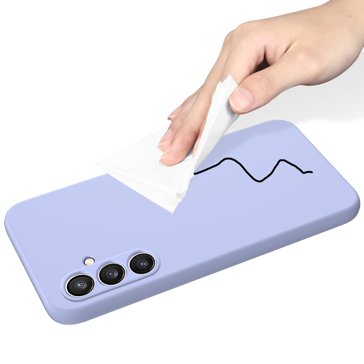 Samsung Galaxy S24 FE Silikon Case Hülle mit Kameraschutz   Handschlaufe - Lila