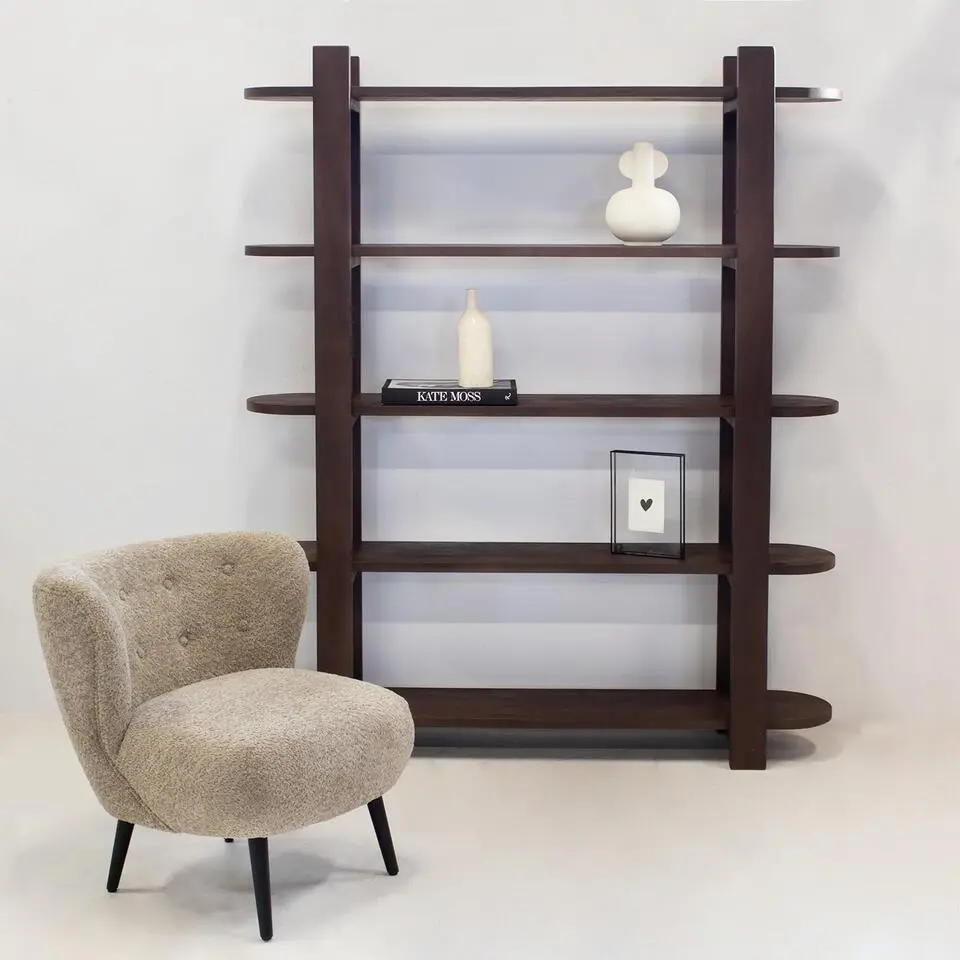 Wandkast Bruin - 160x38x190cm - Mangohout - Kast Luuk