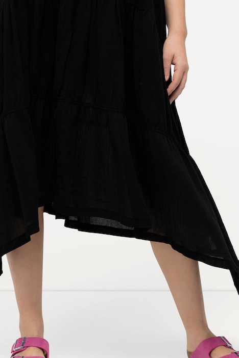Midikleid, Struktur, V-Ausschnitt, Halbarm, Biobaumwolle