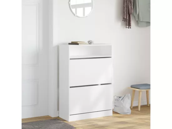 Armoire à chaussures 2 tiroirs rabattables blanc 80x34x116