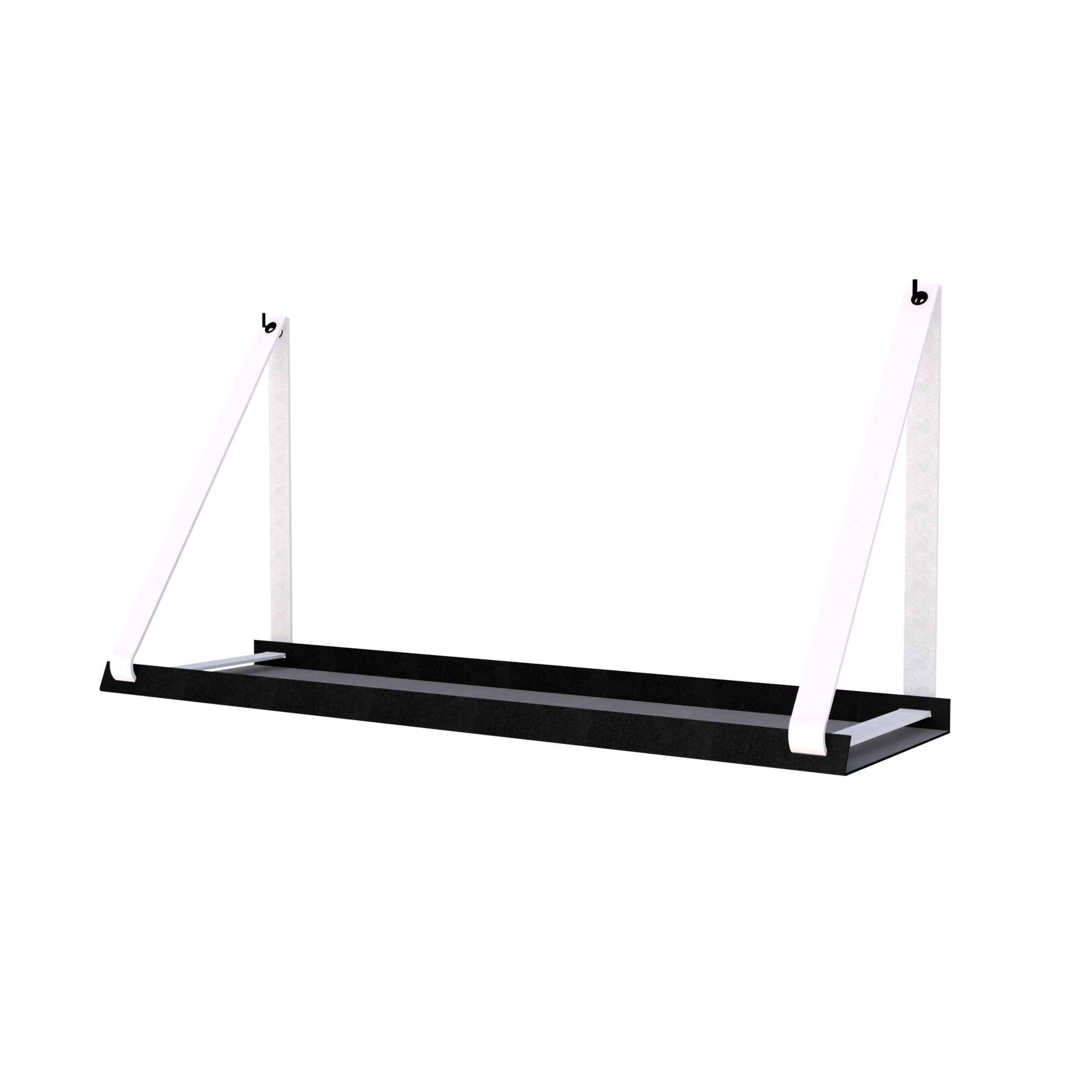 Stalen wandplank 70x20cm - incl. leren plankdragers Stalen wandplank met leren plankdragers - Wit