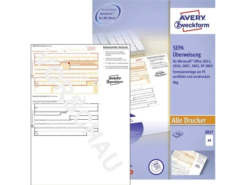 Avery Zweckform 2817 - A4 (210 x 297 mm) 100 stk. printformularer
