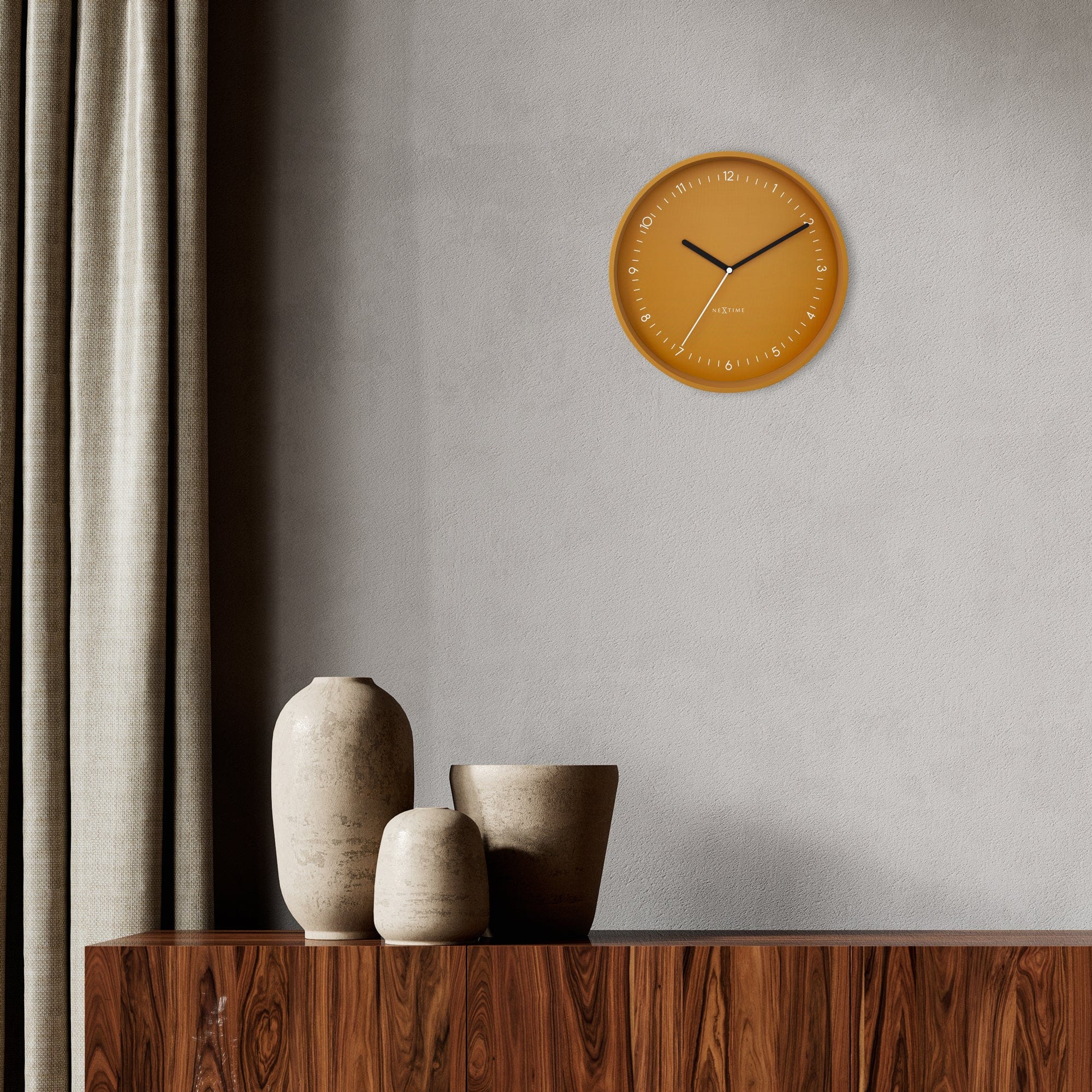 NeXtime - Wandklok 30cm-Stil-Geel-Aluminium-NeXtime Berlin