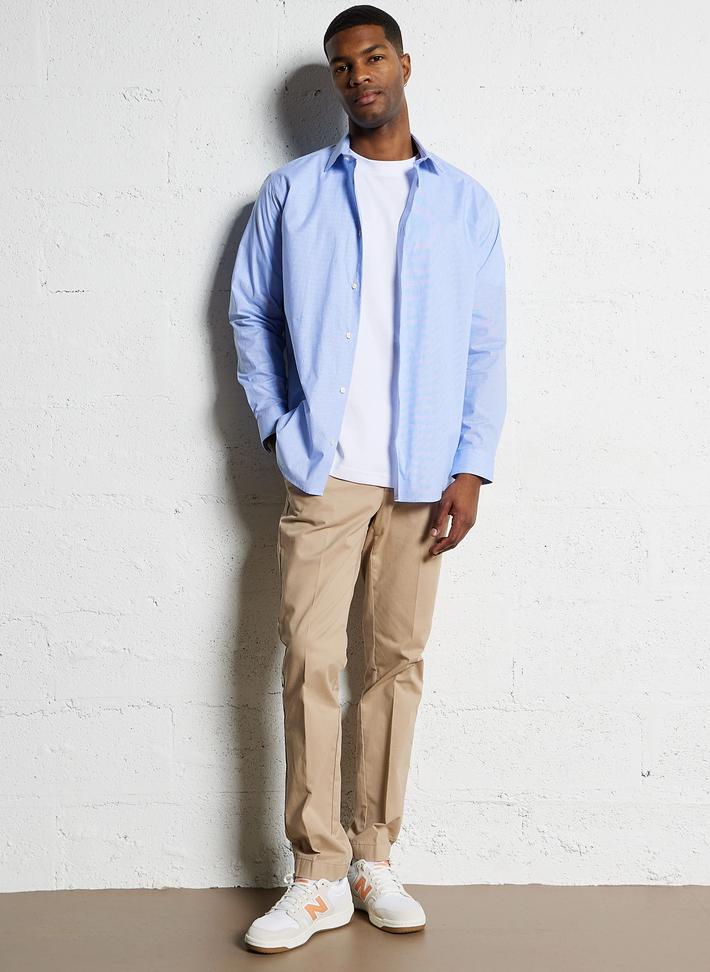 ETTON - Chemise droite en coton imprimée | Bleu