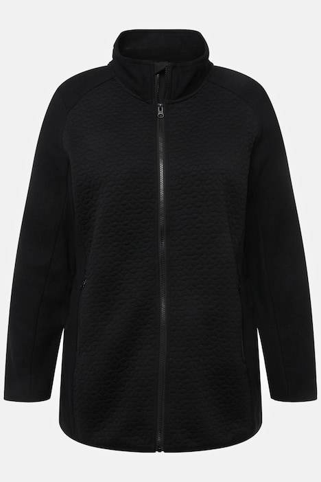 Strickfleece-Jacke, Stickerei, Stehkragen, Zipptaschen