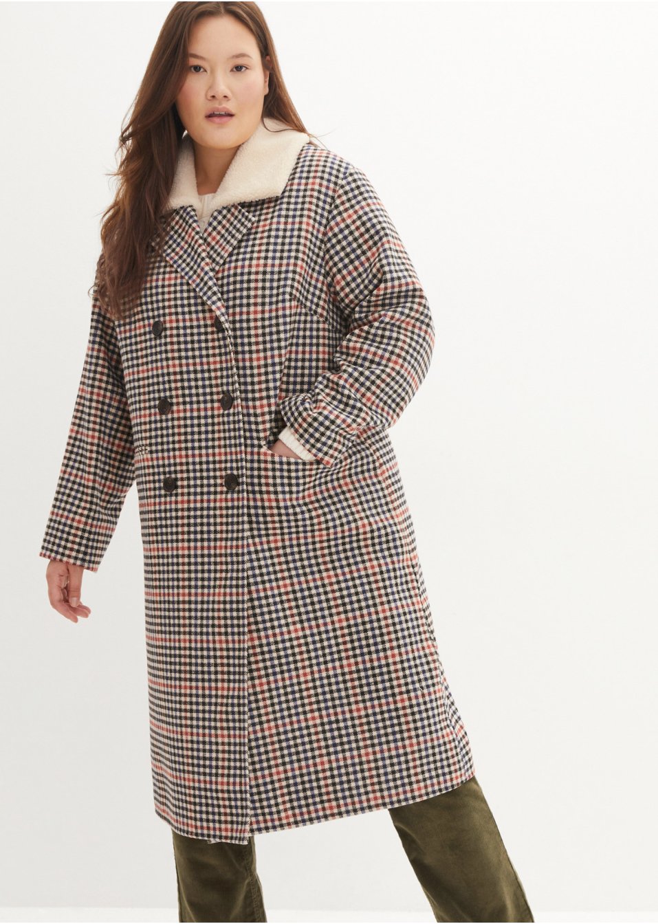 Manteau imitation laine avec col en peluche