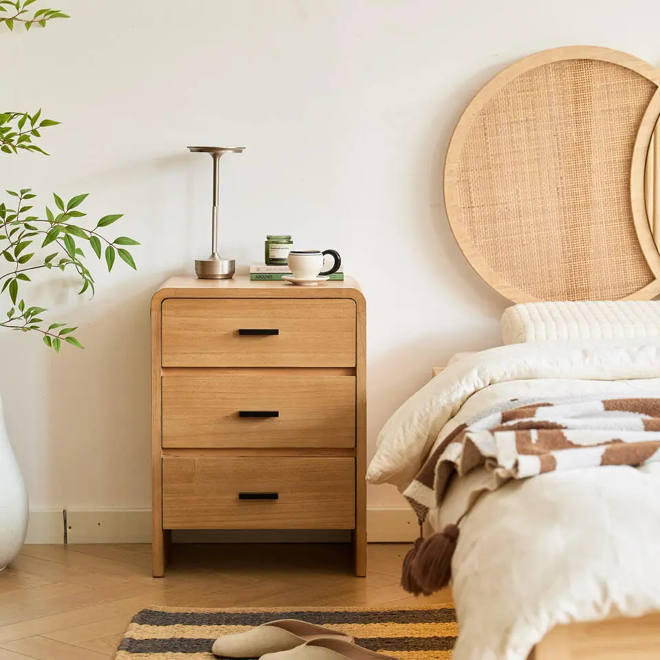 Nachtkastje Ladenkast 3 Laden Natuurlijk Hout