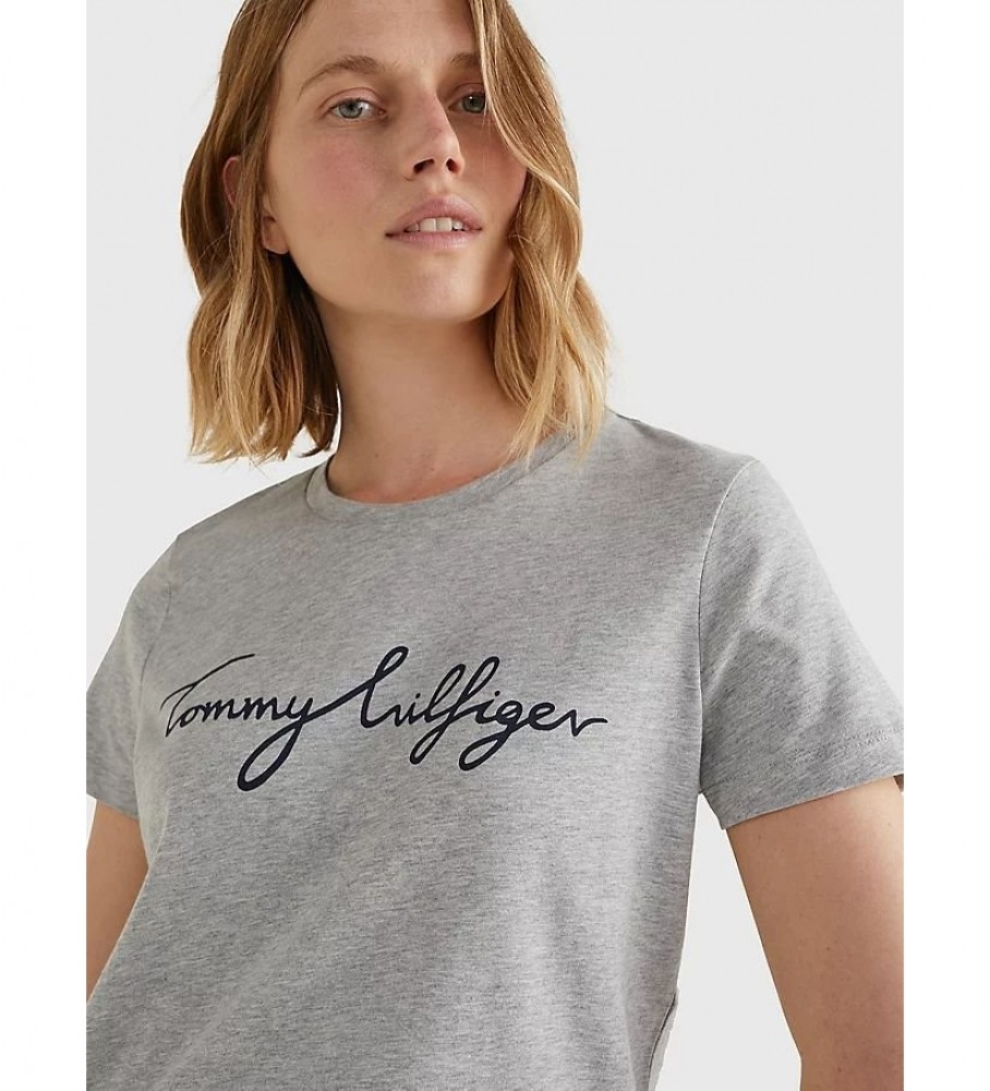 Camiseta Tommy Hilfiger Heritage com gola redonda e estampa cinza