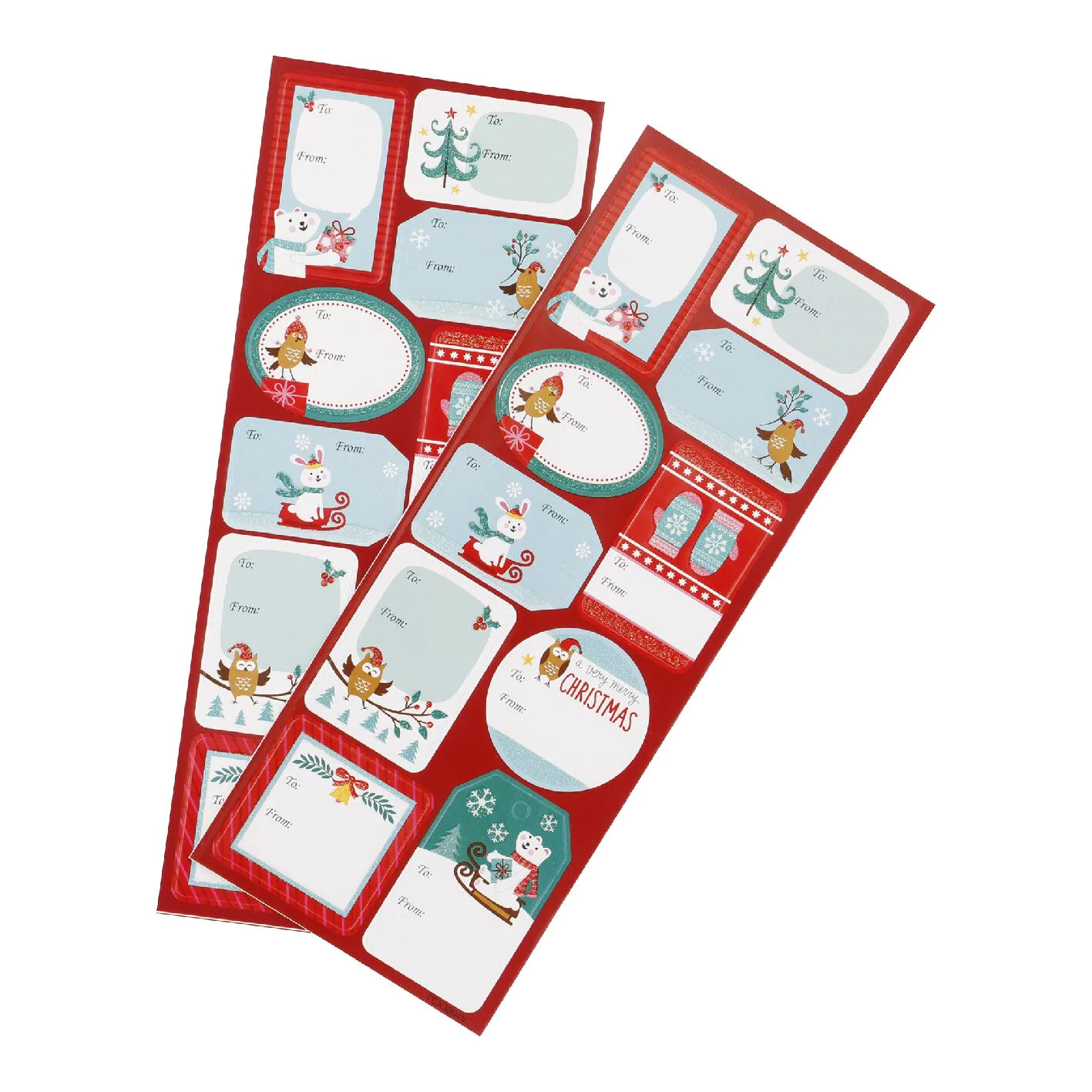 Sticker-Set Xmas, Eisbär/dunkelrot