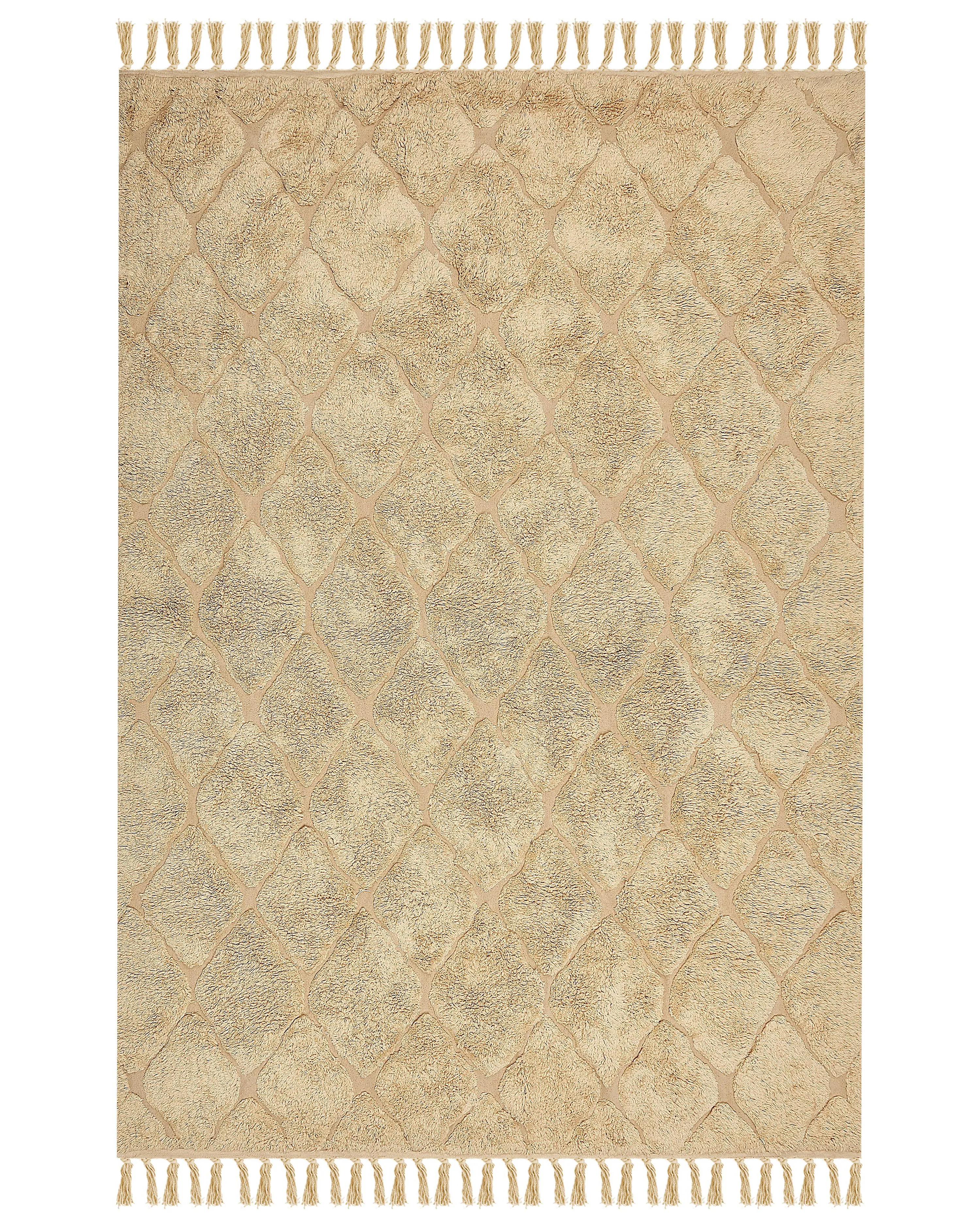 Vloerkleed SANLIURFA Zandbeige 160 x 230 cm Katoen