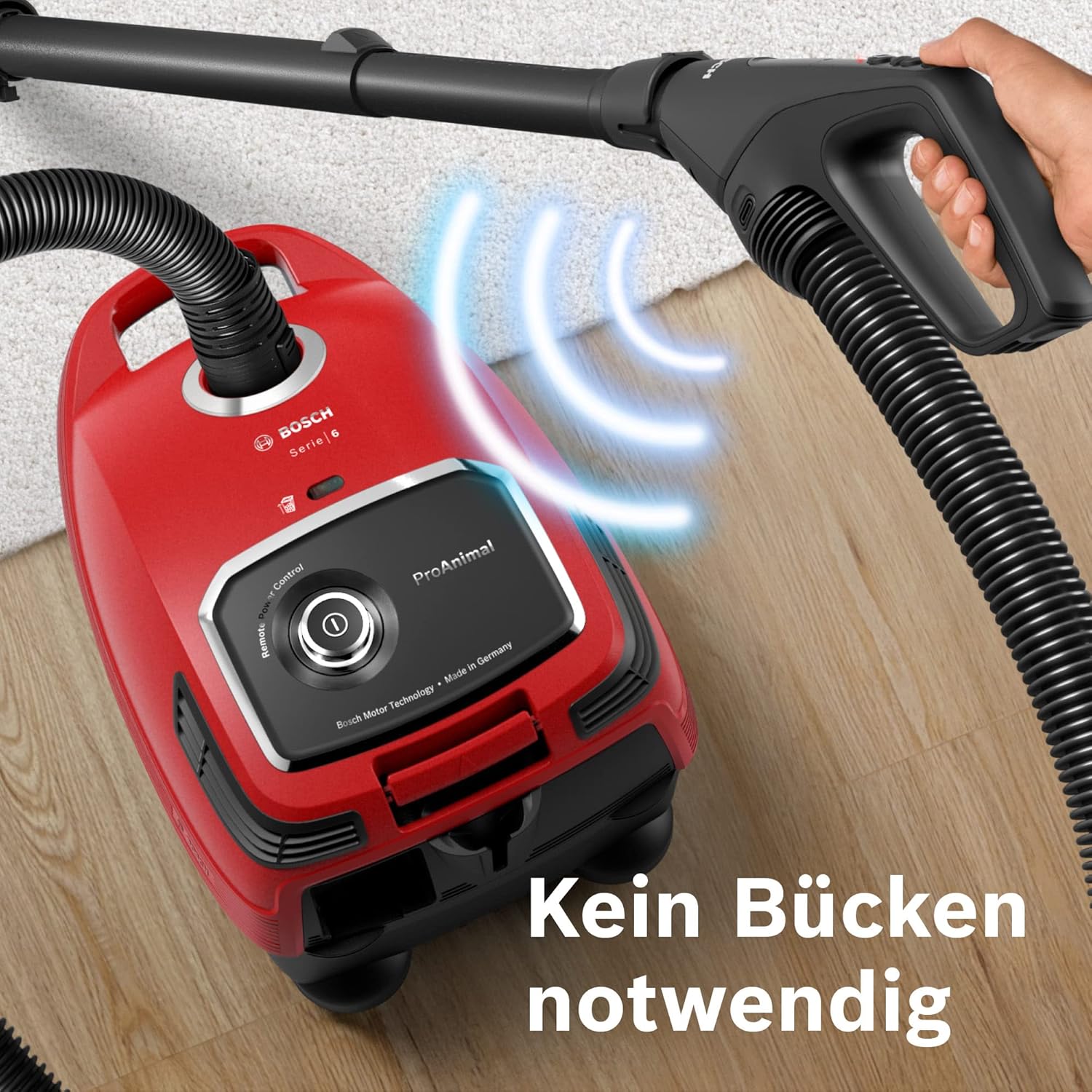 Bosch Staubsauger Mit Beutel ProAnimal Serie 6 BGL6TPET, Bodenstaubsauger, Ideal Für Tierhaare Und Allergiker, Hygiene-Filter, Für Parkett, Teppich, Fliesen, Starke Saugkraft, 700 W, Rot