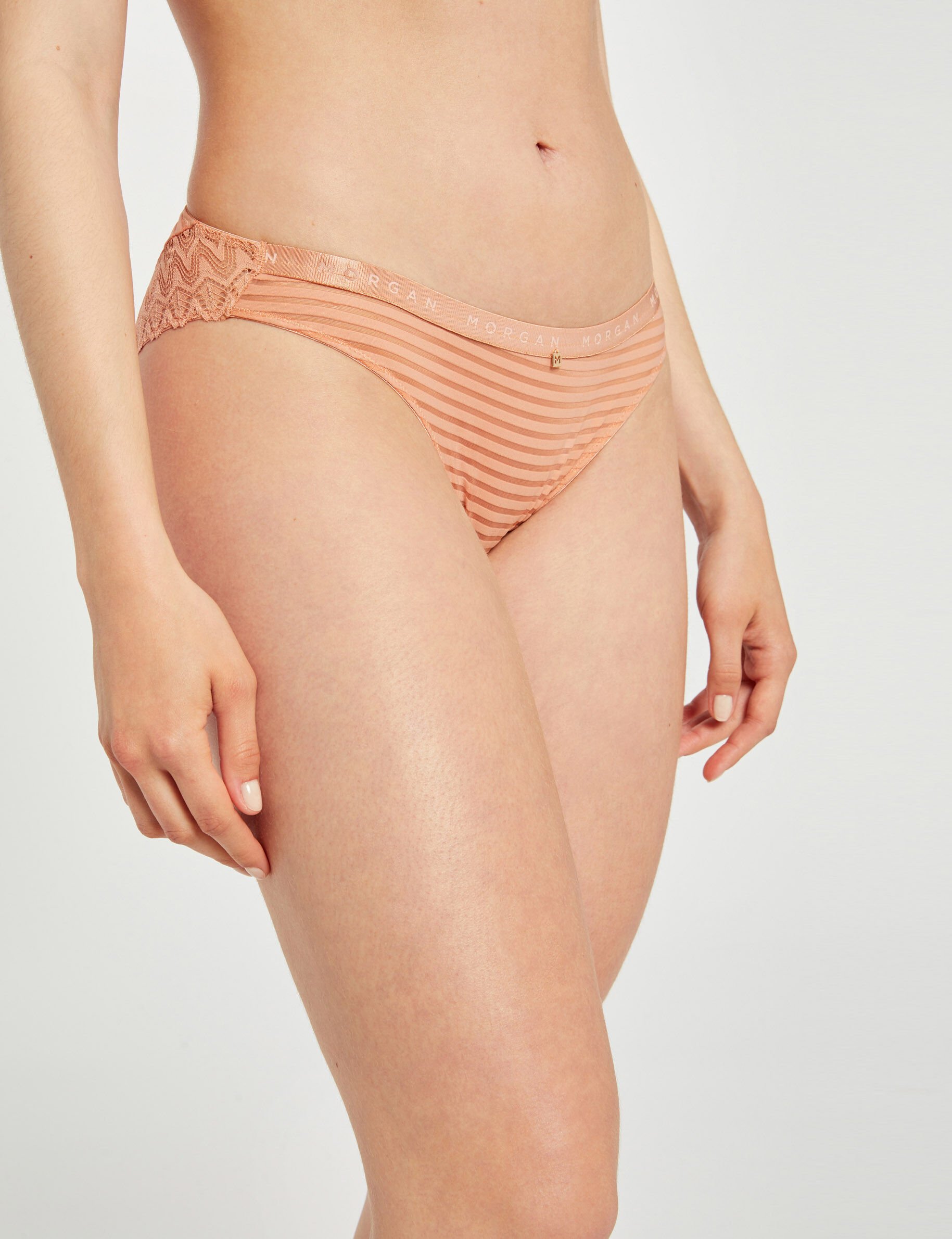 Slip en dentelle beige femme - beige