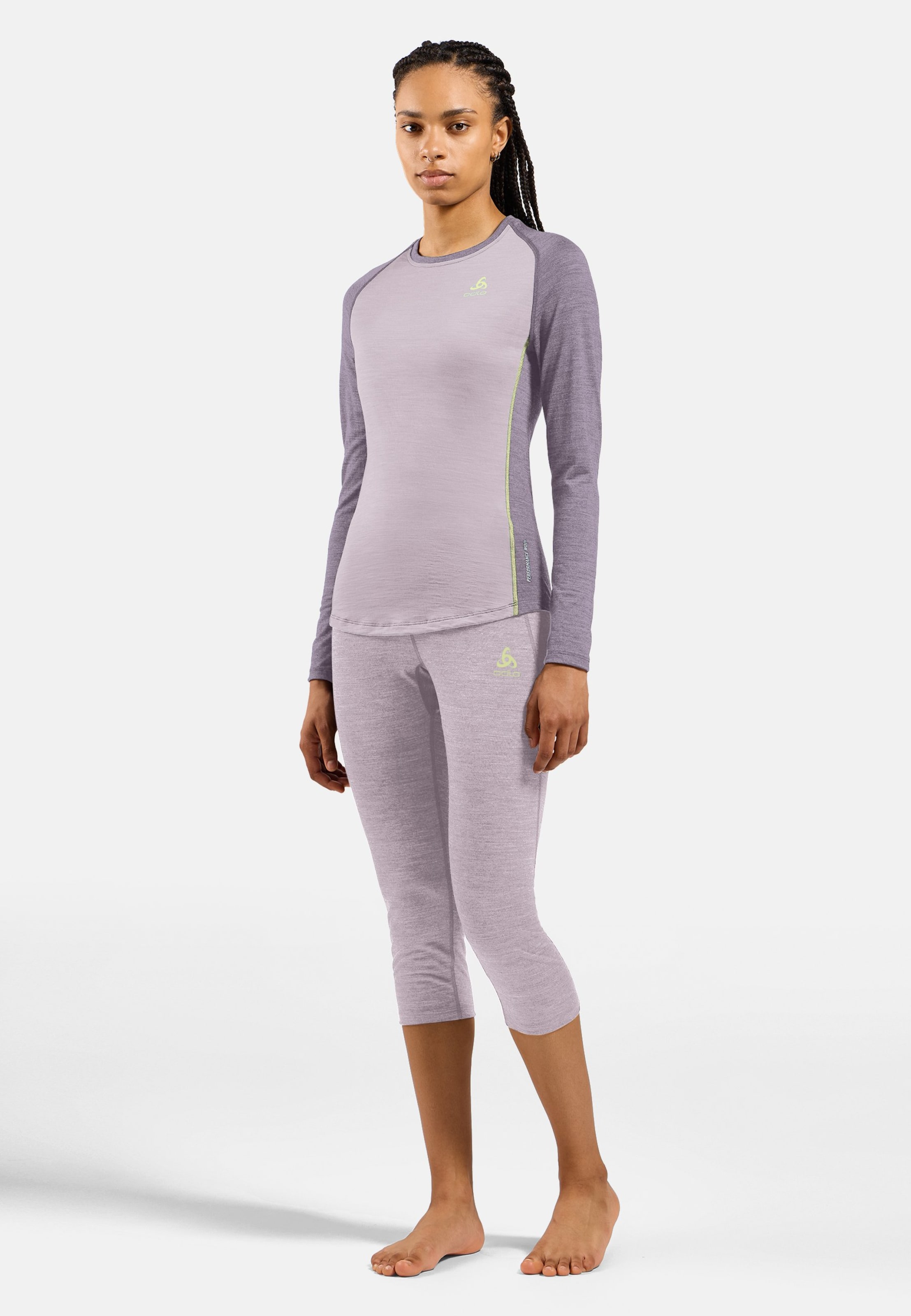Natural Performance Wool 150 Base Layer Langarmshirt in misty lilac - gray ridge melange