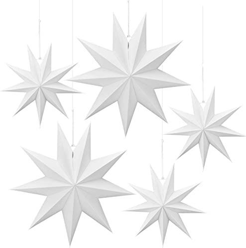 Linkbro - Vouwsterren - Wit - 30 cm x 3 + 45 cm x 2 - Kerstdecoratie