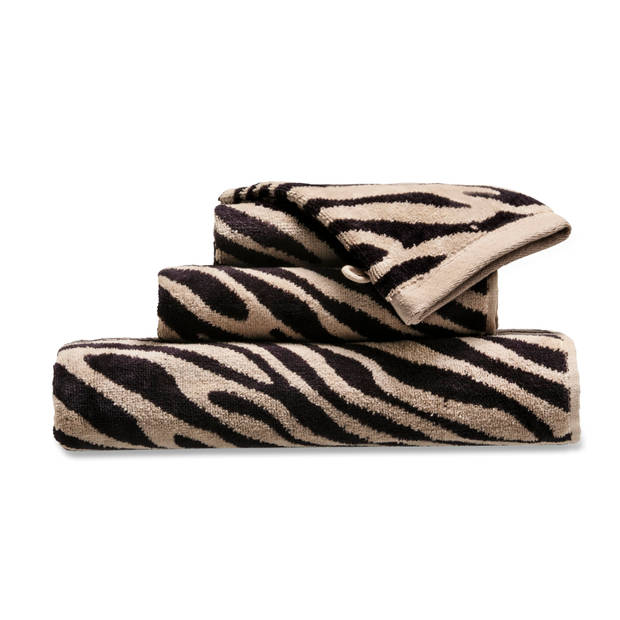 Blokker Handdoek Zebra - 50x100 cm - Beige/Zwart