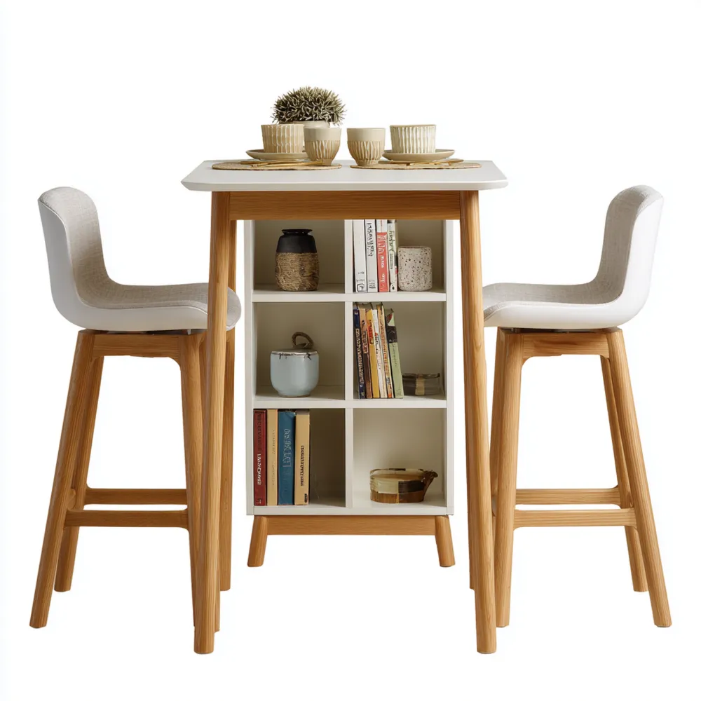 Bar-Set Holz 110x70x100 cm – Weiß/Natur – Moderner Stil