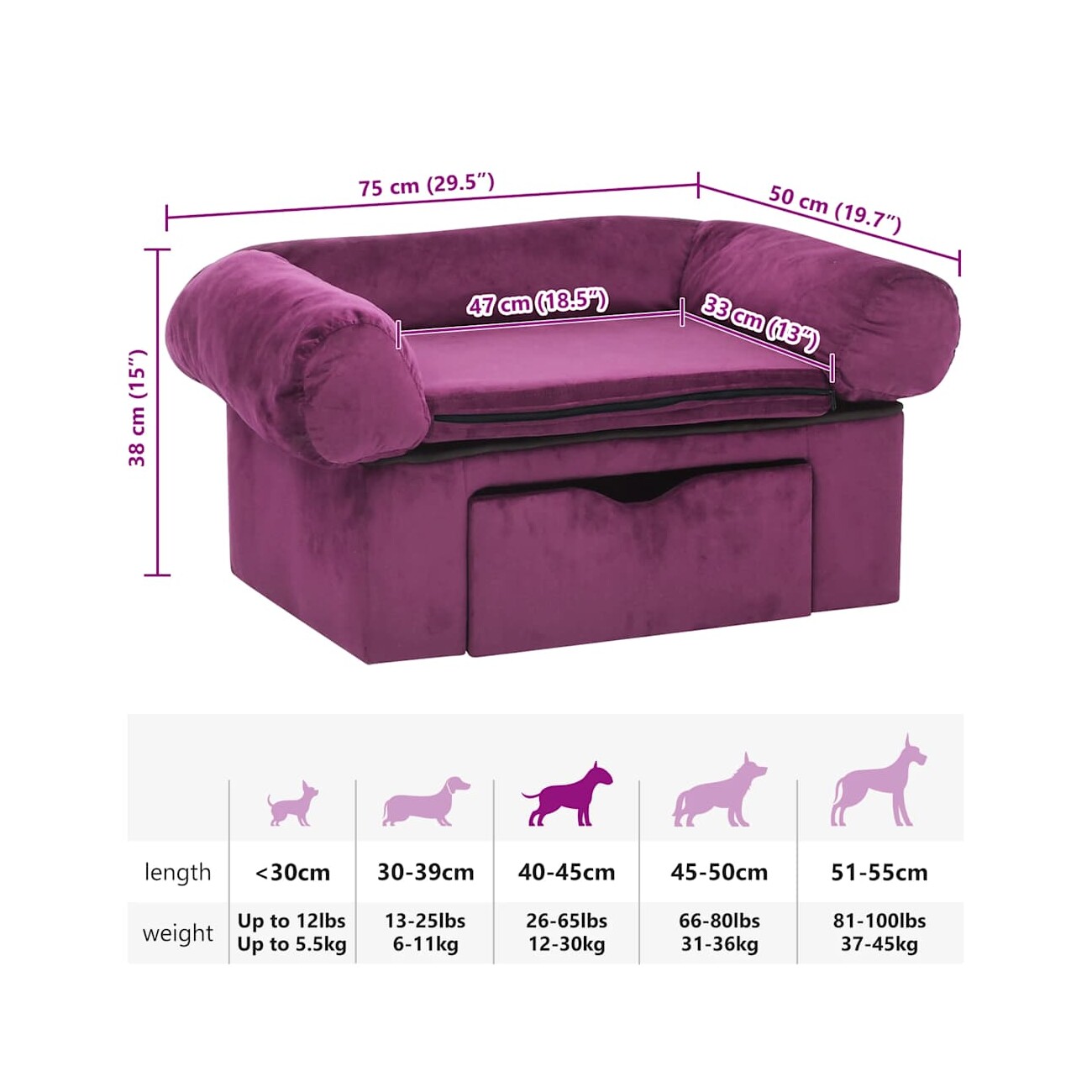 VidaXL Hundesofa mit Schublade
