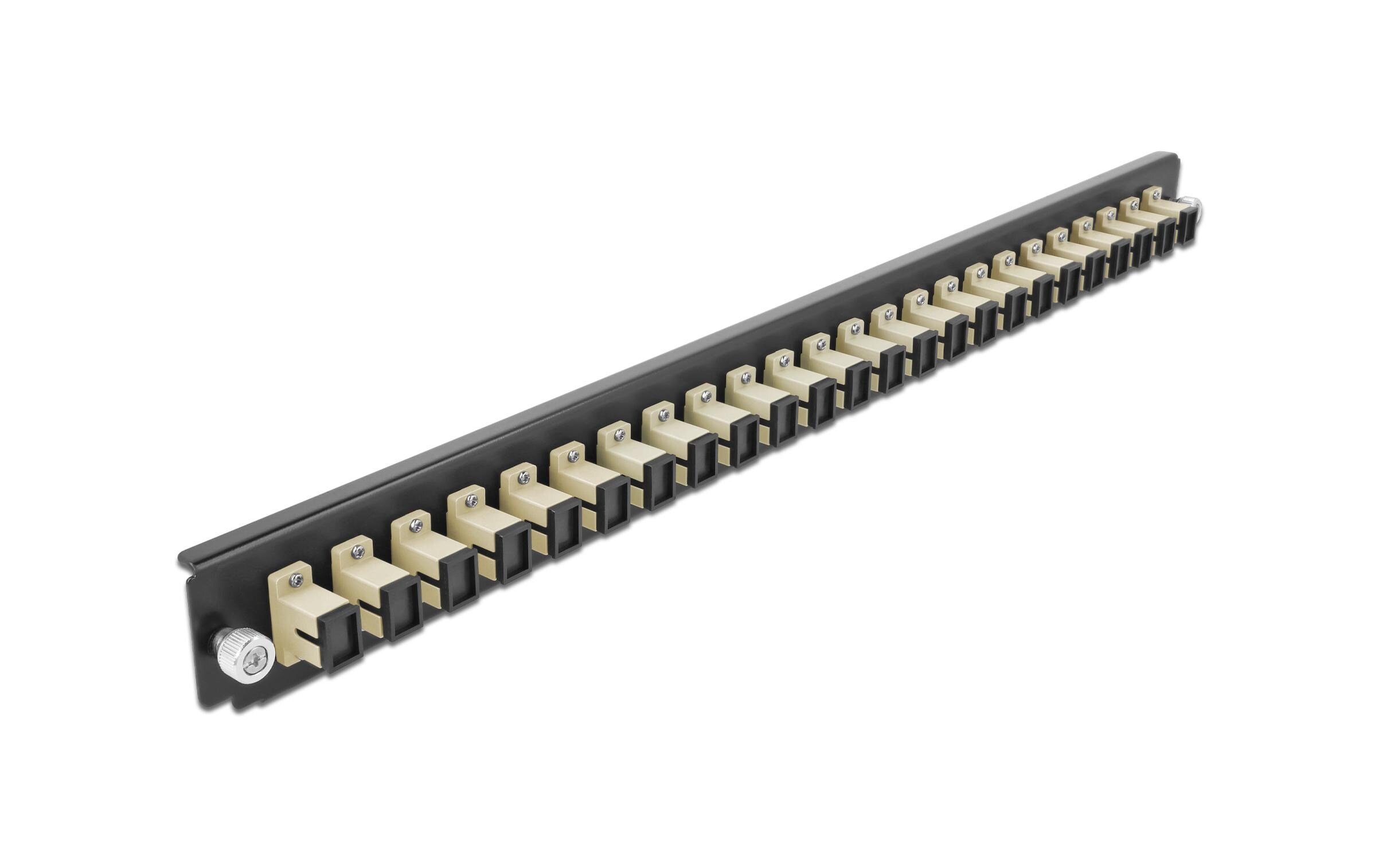 Verteilerplatte Frontblende 24 Port SC Simplex beigeDelock 19″ Spleissbox Frontblende 24 Port SC Simplex beige