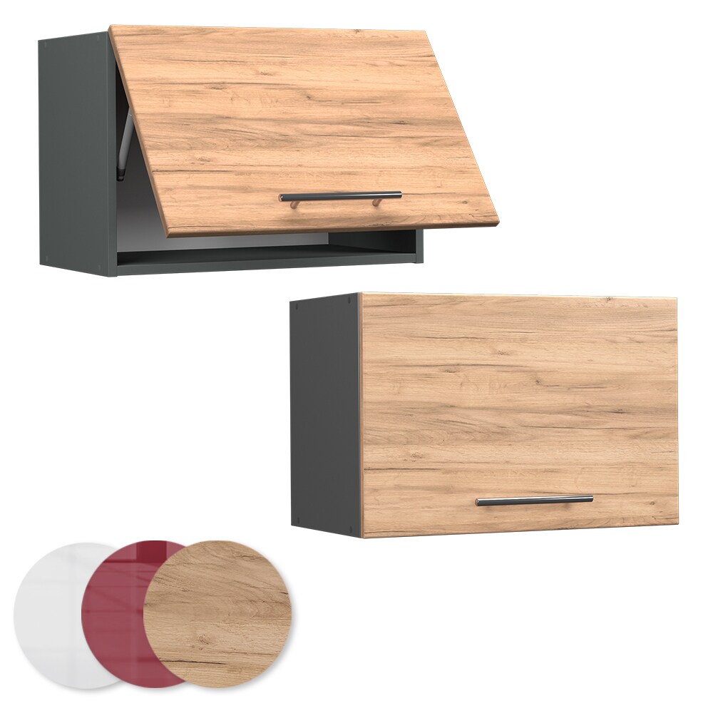 Vicco Hängeschrank Küchenschrank Küchenmöbel Fame-Line Anthrazit Eiche modern 60 cm Küche Einbauküche Hängeschrank Klapptür Dunstabzugshaube Küchenzeile