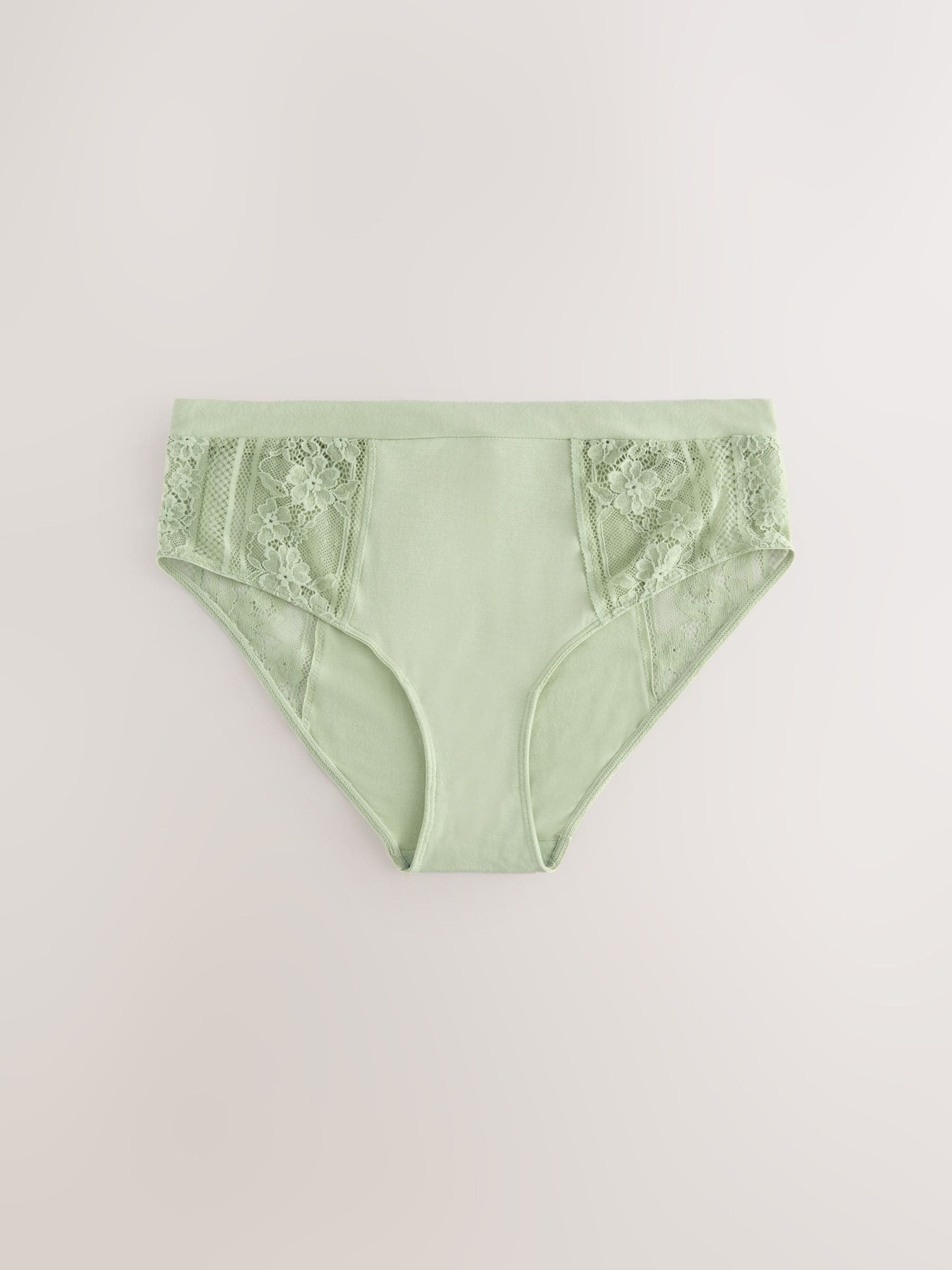 Kaki/lichtroze/crème - 3 Slipjes van modal met kant