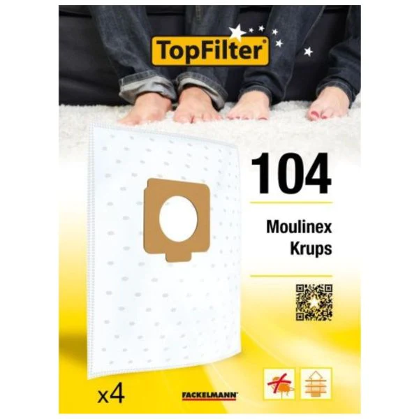 Lot de 4 sacs aspirateur pour Moulinex Krups Premium TopFilter