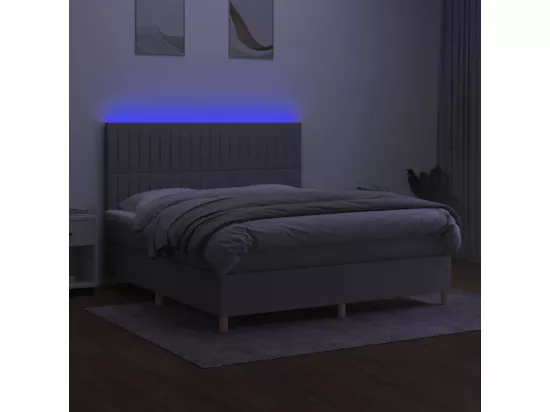 Sommier tapissier et matelas et LED Gris clair 180x200 cm Tissu