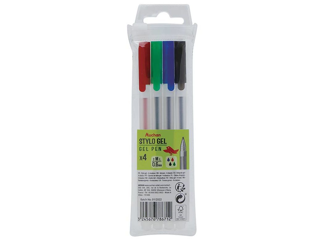 CONJUNTO DE 4 ESFEROGRÁFICAS GEL AUCHAN